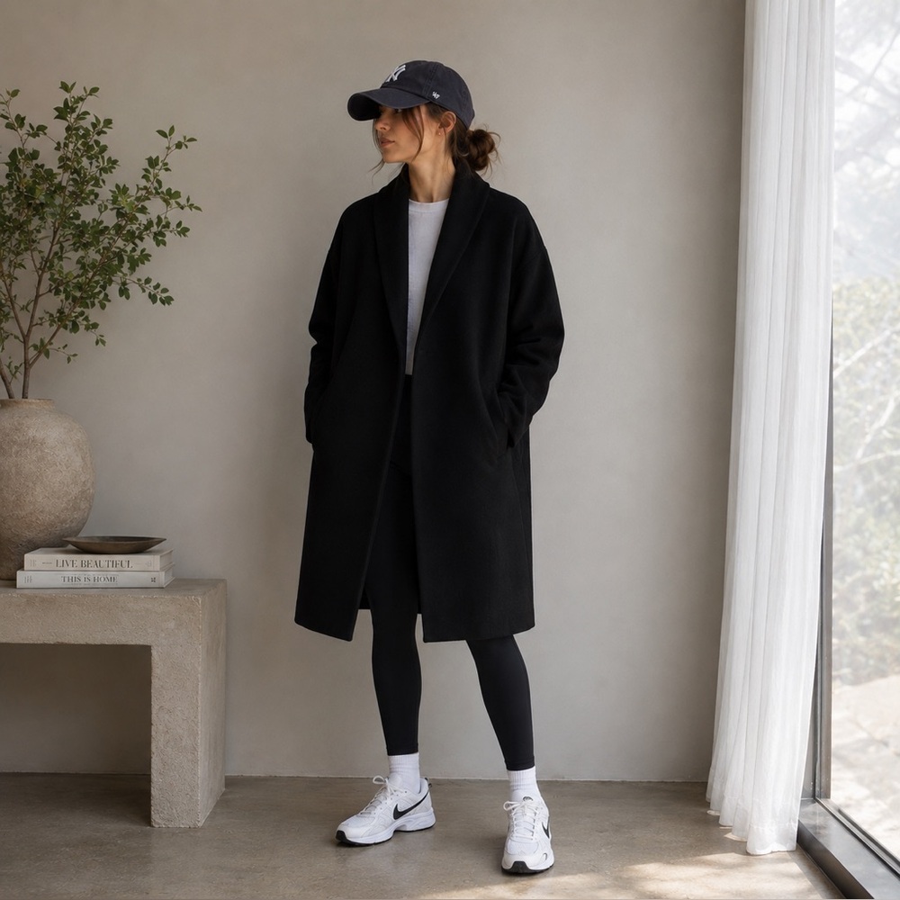 Vince Collarless Wool Blend Longline Coat